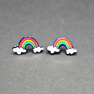 Rainbow and Clouds Women's Stud Earrings